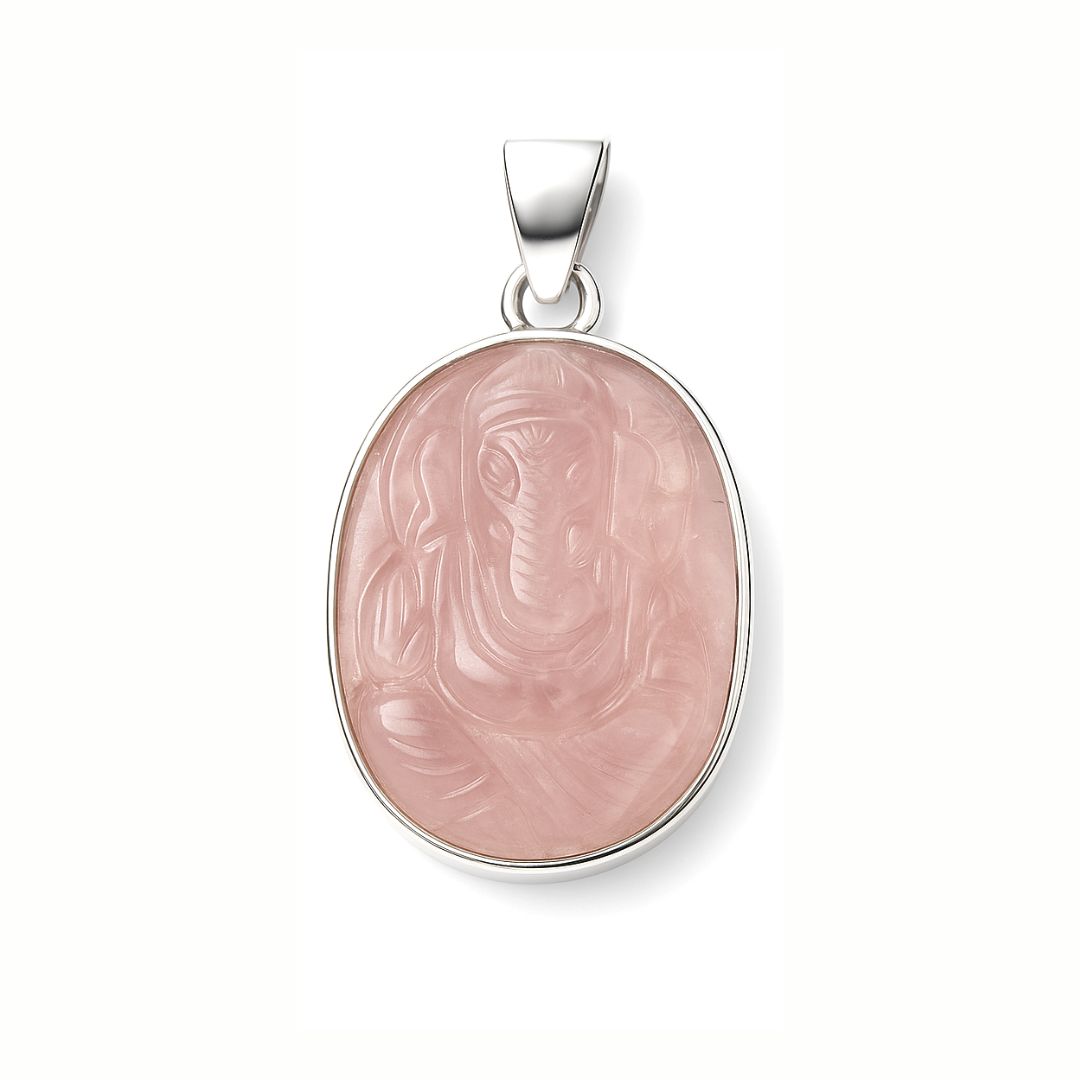 Ganesh Ji Rose Quartz Pendant