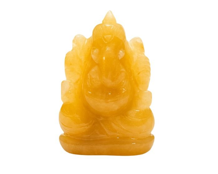 Natural Citrine Jade Ganesh Ji Statue
